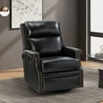 thumbnail image 1 of Genuine Leather Swivel Rocker Recliner Wingback Transitional Black, 1 of 8