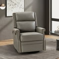 thumbnail image 1 of Genuine Leather Swivel Rocker Recliner Wingback Transitional Dove, 1 of 8