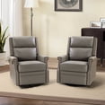 thumbnail image 1 of Genuine Leather Swivel Rocker Recliner Wingback Transitional Set of 2 Dove, 1 of 7