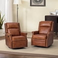 thumbnail image 1 of Genuine Leather Swivel Rocker Recliner Wingback Transitional Set of 2 Saddle, 1 of 7
