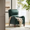thumbnail image 1 of Genuine Leather Recliner Chair Push Back Wingback with Nailhead Trim for Living Room Bedroom Green, 1 of 10