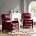 thumbnail image 1 of Genuine Leather Push Back Recliner Chair Set of 2 with Adjustable Backrest & Footrest for Bedroom Burgudy, 1 of 10