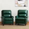 thumbnail image 1 of 14 Karat Home Leoncio Genuine Leather Cigar Recliner Set of 2 in Green, 1 of 11