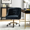 thumbnail image 1 of Luxury Modern Velvet Office Chair Swivel Adjustable Desk Chair with Gold Legs for Office Makeup Vanity Black, 1 of 8