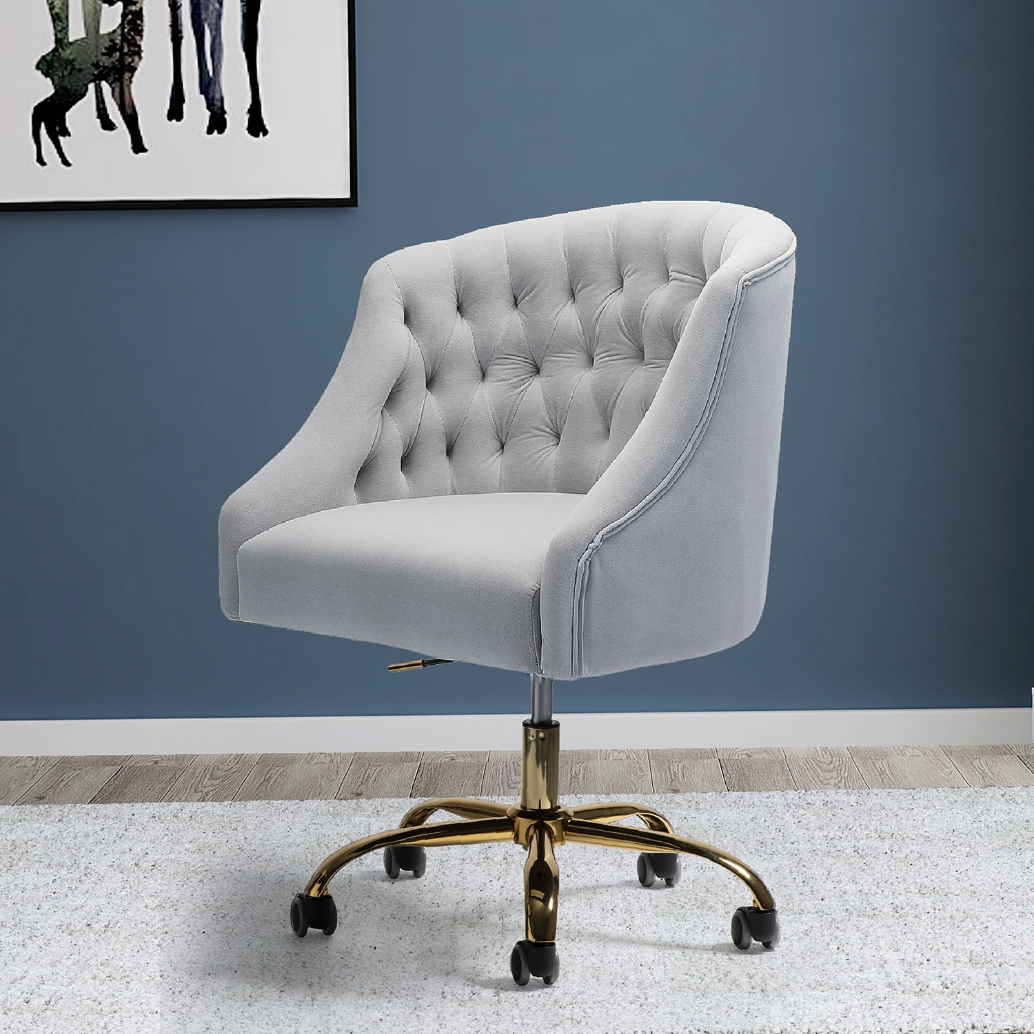 Lydia pink velvet tufted desk chair sales