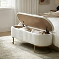 thumbnail image 1 of 50.5" Upholstered Storage Bench For End of Bed Entryway Bedroom Ottoman Ivory, 1 of 9