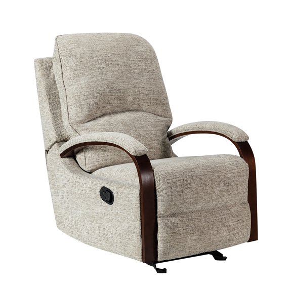 14 Karat Home Upholstered Rocking Recliner Chair with Metal Base for Living Room, Beige
