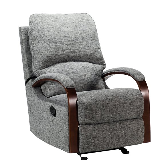 14 Karat Home Upholstered Rocking Recliner Chair with Metal Base for Living Room, Grey