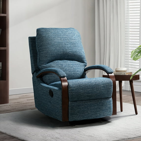 14 Karat Home Upholstered Rocking Recliner with Metal Base for Living Room & Bedroom, Navy