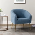 thumbnail image 1 of Sherpa Upholstered Armchairs Barrel Accent Chairs Foam Metal Legs Living Room Bedroom Home Cute Vanity Chair Blue, 1 of 10