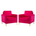thumbnail image 1 of 14 Karat Home Velvet Club Chair Set of 2 Arms Wood Upholstered Accent Chair Metal Legs Red, 1 of 10