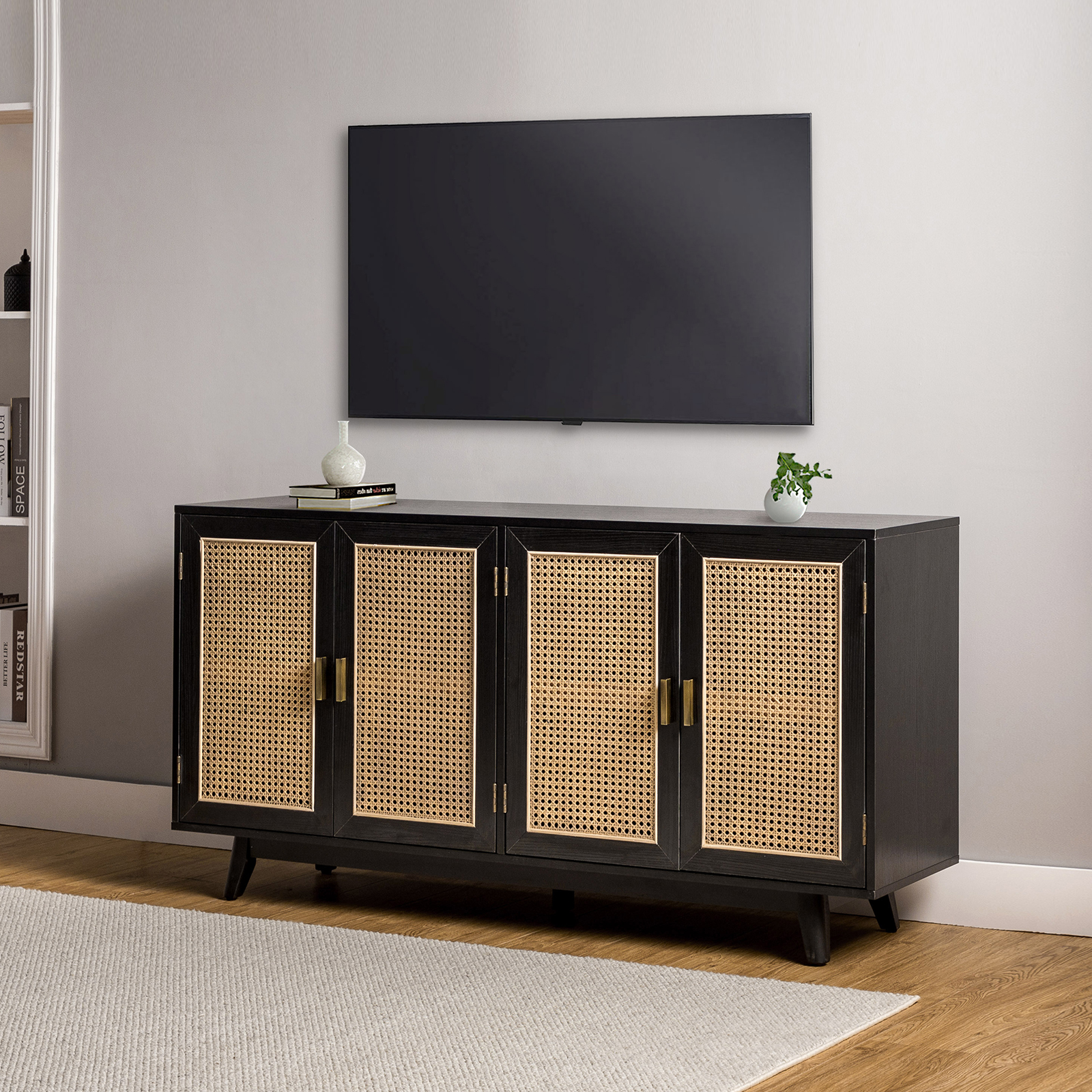 Acme Orianne Wooden Frame TV Stand in Antique Gold