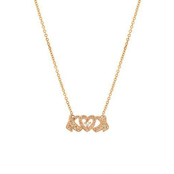 14 Karat Rose Gold and Diamond XO Necklace, 18"