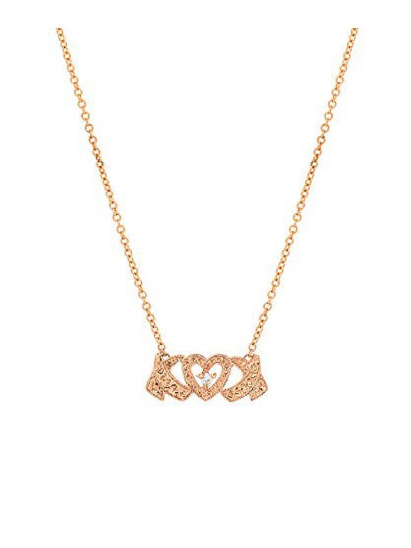 14 Karat Rose Gold and Diamond XO Necklace, 18"