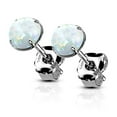 thumbnail image 1 of 14 Karat Solid Gold Earring Stud 20 Gauge with Prong Set Opal - Pair, 1 of 6