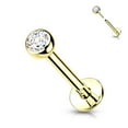 thumbnail image 1 of 14 Karat Solid Gold Labret / Monroe Stud 18  16 Gauge With CZ Gem, 1 of 4