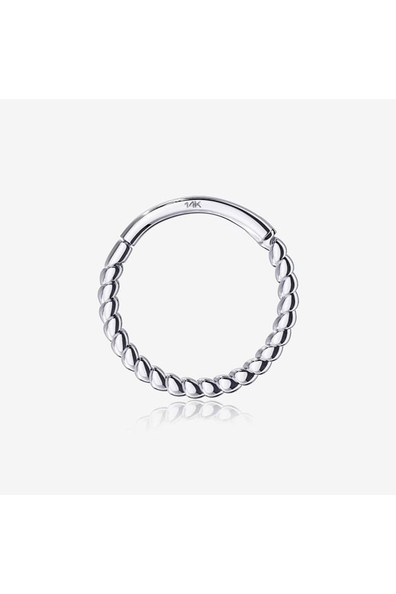 14 Karat White Gold Classic Rope Clicker Hoop Ring
