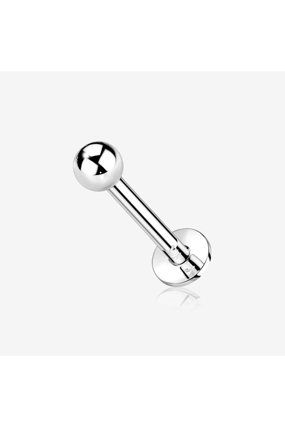 14 Karat White Gold OneFit Threadless Ball Top Flat Back Stud Labret