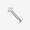 thumbnail image 1 of 14 Karat White Gold OneFit Threadless Prong Set Gem Top Flat Back Stud Labret, 1 of 5