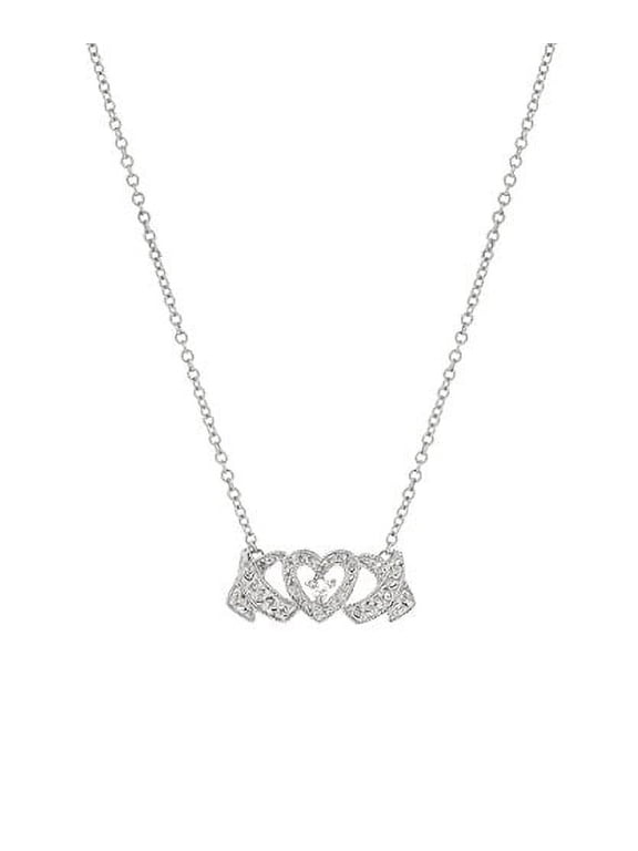 14 Karat White Gold and Diamond XO Necklace, 18"