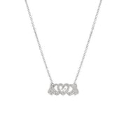 14 Karat White Gold and Diamond XO Necklace, 18"