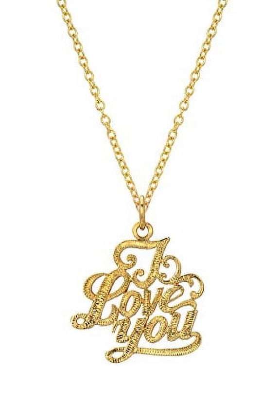 14 Karat Yellow Gold I Love You Pendant Necklace, 18"