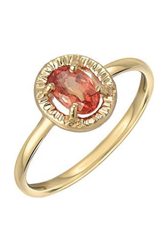 14 Karat Yellow Gold Orange Sapphire Sunburst Ring