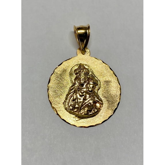 14 Karat Yellow Gold Our Lady of Mt. Carmel "Virgen del Carmen" 21mm ...