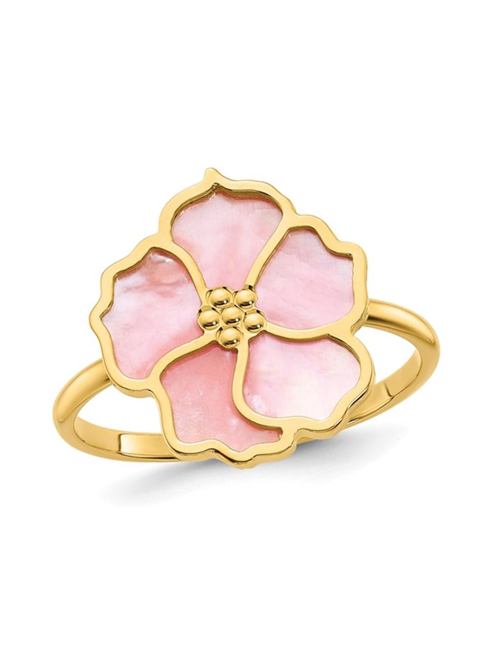 Gold & Mother of Pearl Flower Ring main image 1