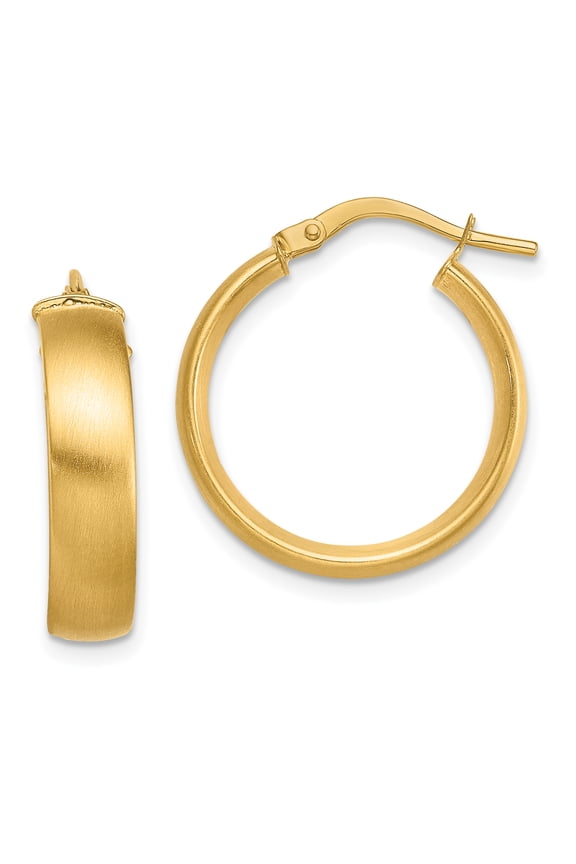14 Karat Yellow Gold Small 5mm Satin Hoop Earrings