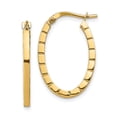 thumbnail image 1 of 14 Karat Yellow Gold Striped Edge Oval Hoop Earrings, 1 of 5