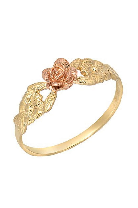 14 Karat Yellow and Rose Gold Flower Ring