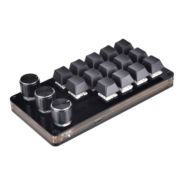 14 Keys Programmable Keyboard Multifunctional USB Mechanical Keyboard One Hand Macro Mechanical Keyboard with 3 Knob