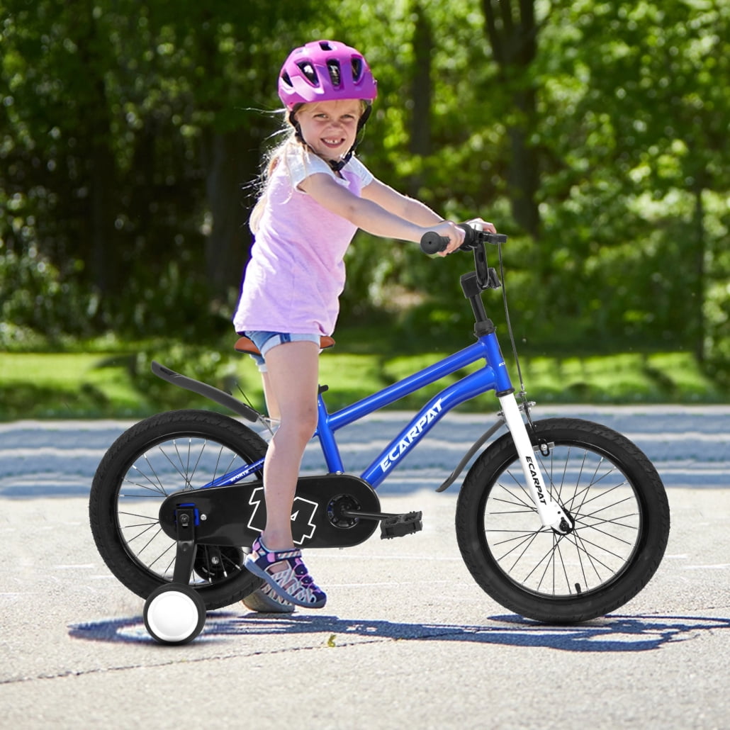14 Kids Bike Modern Children s Bicycle with Training Wheels and Fender Toddler Cycle Bikes for 3 5 Years Old Boys Girls Blue Walmart