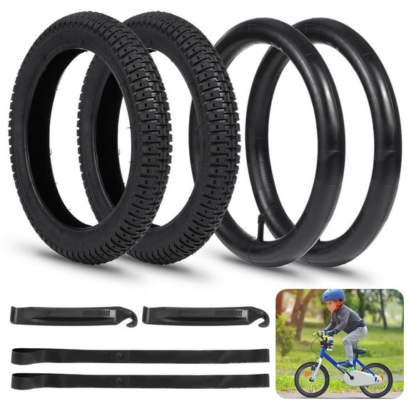 14" Bike Tires and Tubes Bike Tires Set, 2PCS 14×2.2" Replacement Tires with 2PCS Inner Tubes, Shock Absorption Bicycle Tires with AV 1.37" Valves, Mountain Bike Tire Replacement