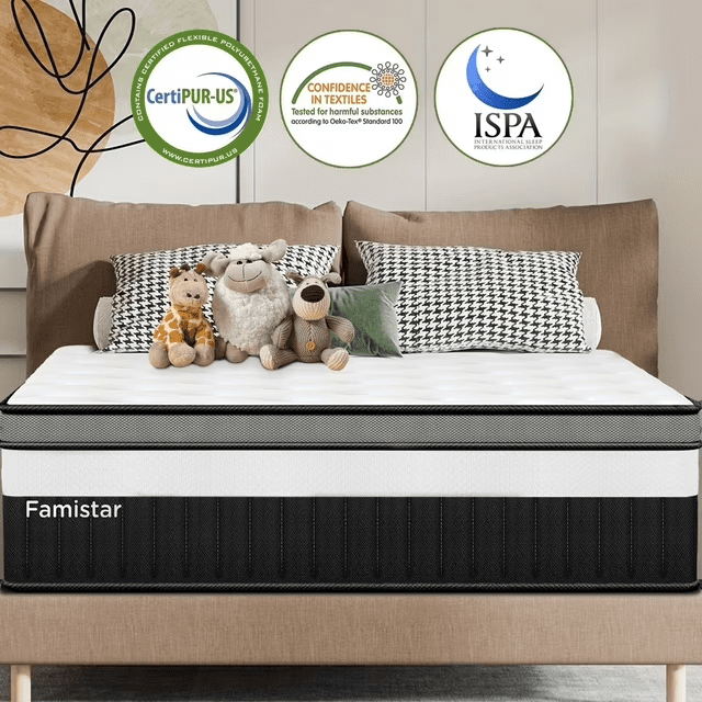 14" King Size Mattress in a Box, Memory Foam and Pocket Innerspring Mattress for Motion Isolation, Medium Firm, Pressure Relief