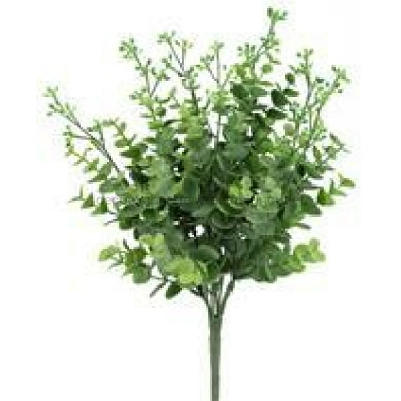 14"L Seeded Eucalyptus Bush X 7 Tt Green/Ivory PF172353
