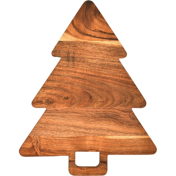 14" L x 11" W Tree Shaped Wooden Serving Board with Handle, Decorative Charcuterie Tray for Food Display and Table Arrangement