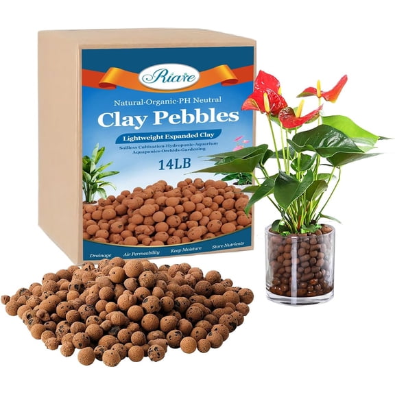 14 LBS Organic Expanded Clay Pebbles for Plants- 4mm-16mm Natural Leca Balls Lightweight Hydroponic Clay Pebbles Aggregate for Indoor Plants, Hydroponic Growing, Plants Drainage, Aquaponics