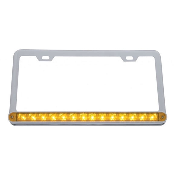 14 LED Light Bar License Frame - Amber LED/Amber Lens