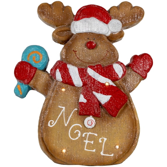 14" LED Lighted Gingerbread Reindeer "NOEL" Tabletop Christmas Figurine