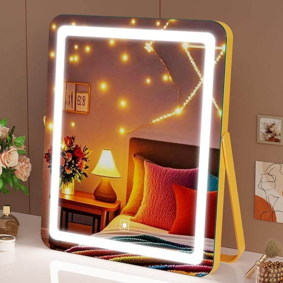 14" LED Makeup Mirror with Smart Touch 3 Color Dimming, 360° Rotation for Bedroom
