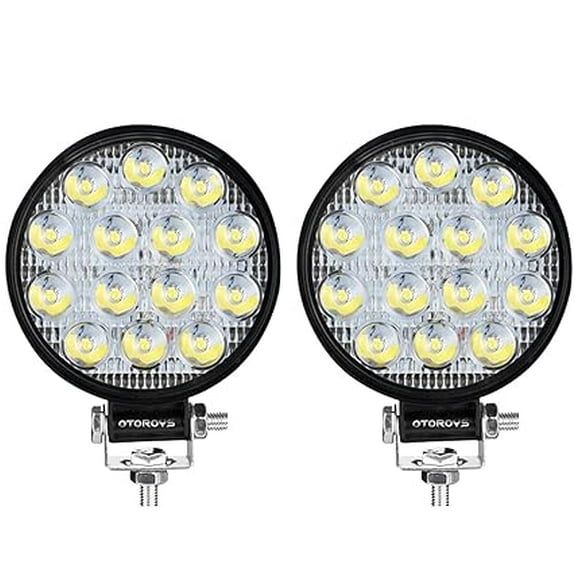 14 LED Round Fog Light 4 Inches Waterproof Off Road Driving Lamp for Car and Motorcycle (12V, White Light, 2 PCS)