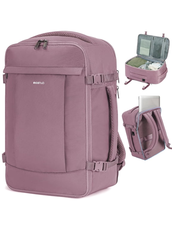 Small Laptop Backpack Travel Backpacks for Women Men, Small Carry on Daypack with Handle Water-Resistant Full Open Side, School Bookbag, 20L, Pink