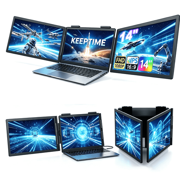14" Laptop Screen Extender Dual Portable Monitor,FHD 1080P IPS USB C HDMI Travel Monitor for 14-17" Laptops,Second Screen Extender for Windows/Mac /Android/Switch/PS5