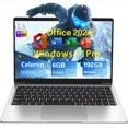 thumbnail image 1 of 14" Laptops Windows11 Pro Office 2024 Conference camera Intel CPU 2.5 GHz 6GB RAM 192 Storage Lightweight Business Notebook PC Computer for Work WiFi5 BT 4.2, 1 of 7