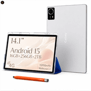 Callsky 14.1 Tablet, Android 15, LTE, 16GB RAM, 256GB, FHD+, Leather Case & Stylus