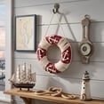 thumbnail image 1 of Northlight Faux Life Preserver with Rope Hanging Wall Decoration - 21.5" x 13 - Red and White, 1 of 9