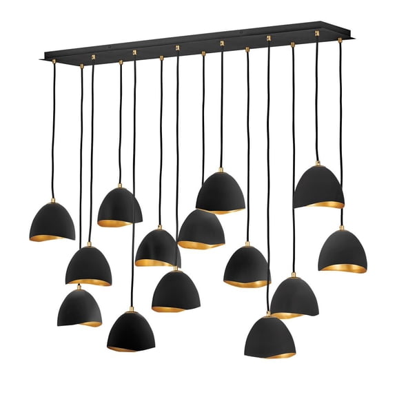 14 Light Linear Chandelier In Modern-Glam Style 48.5 Inches Wide By 46 Inches High-Shell Black Finish Hinkley Lighting 35909Shb