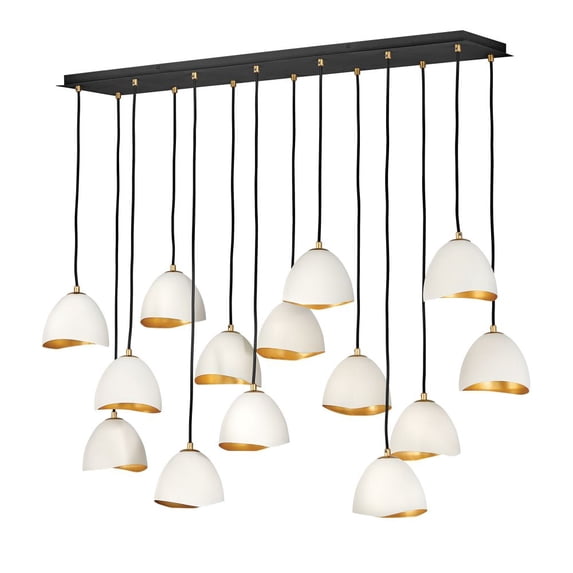 35909SHW Hinkley Lighting Nula - 14 Light Linear Chandelier in Modern-Glam Style - 48.5 Inches Wide by 46 Inches High-Shell White Finish